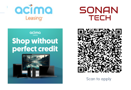Acima Leasing financing — scan the QR code to apply with SonanTech